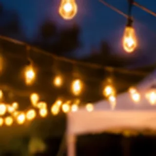 Warm string lights at night