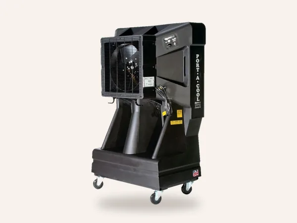 Portable evaporative cooler on wheels