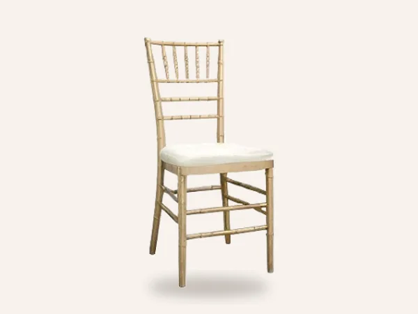 Thank Q rental gold Chiavari chair with ivory seat pad